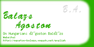 balazs agoston business card